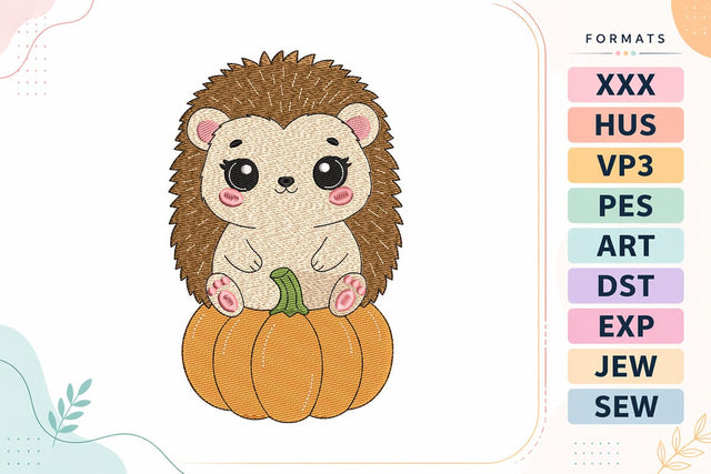 Autumn Hedgehog Pumpkin Embroidery Design Embroidery/Applique DESIGNS sg embroidery 