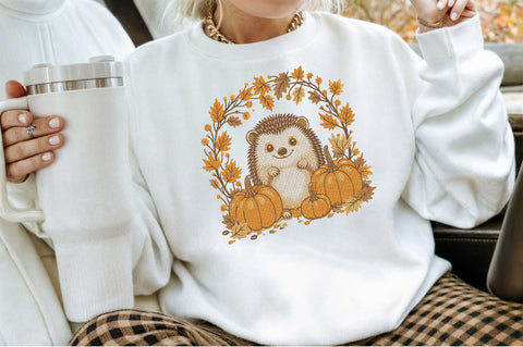 Autumn Hedgehog Pumpkin Embroidery Embroidery/Applique DESIGNS designartist 