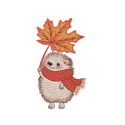 Autumn Hedgehog with Maple Leaf Machine Embroidery Design for 5x7 Hoop Digital File Embroidery/Applique DESIGNS Nino Nadaraia 