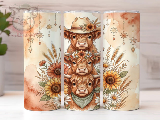 Autumn Highland Calves 20oz Tumbler, Highland Calves, Autumn Calves, Highland Calf PNG, Autumn Highland PNG, Calf Tumbler, Highland Calves PNG, Autumn Calf Tumbler Sublimation Lara' s Designs 