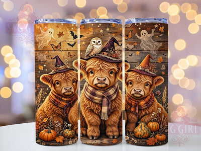 Autumn Highland Calves 20oz Tumbler, Highland Calves, Autumn Design, Fall Farmhouse, Rustic Charm, Whimsical Style, 20oz Wrap, Sublimation Tumbler Sublimation SvggirlplusArt 