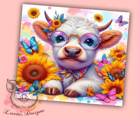 Autumn Highland Cow 20 oz Skinny Tumbler Sublimation Design, Straight & Tapered Tumbler Png, Highland Cow Tumbler Png, Digital Download PNG Sublimation Lara' s Designs 