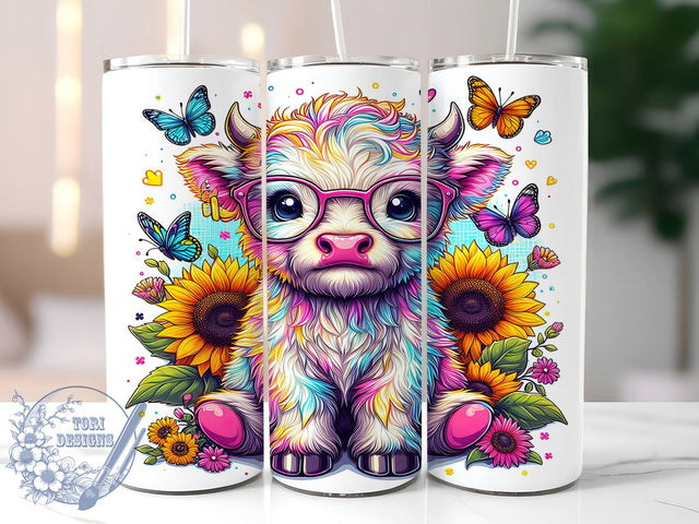 Autumn Highland Cow 20oz Skinny Tumbler PNG, Highland Cow Tumbler Sublimation Wrap, Straight & Tapered Tumbler Wrap, Instant Digital Download Sublimation ToriDesigns 