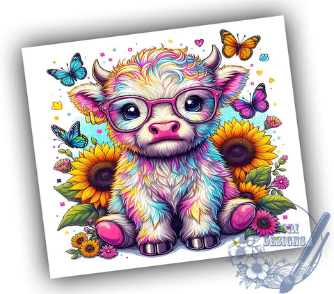 Autumn Highland Cow 20oz Skinny Tumbler PNG, Highland Cow Tumbler Sublimation Wrap, Straight & Tapered Tumbler Wrap, Instant Digital Download Sublimation ToriDesigns 