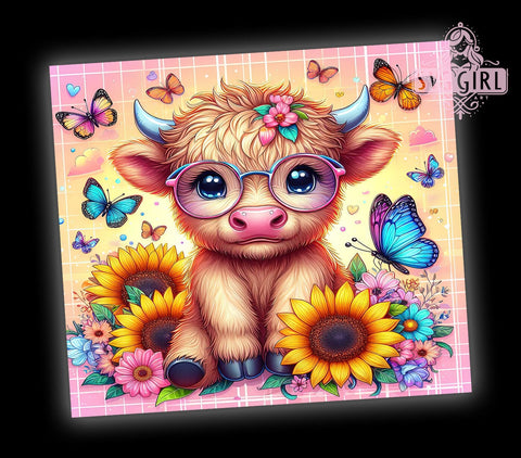 Autumn Highland Cow 20oz Tumbler Wrap Sublimation Design, Straight Tapered Tumbler Wrap, Fall Highland Cow Tumbler Png, Instant Digital Download Sublimation SvggirlplusArt 