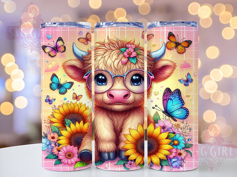 Autumn Highland Cow 20oz Tumbler Wrap Sublimation Design, Straight Tapered Tumbler Wrap, Fall Highland Cow Tumbler Png, Instant Digital Download Sublimation SvggirlplusArt 