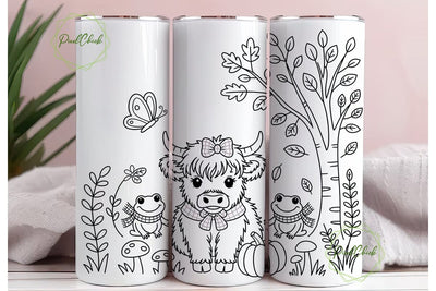 Autumn Highland Cow & Frog 20oz Tumbler Sublimation PixelChick 
