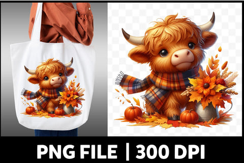 Autumn Highland Cow Sublimation Clipart Sublimation SVGista 
