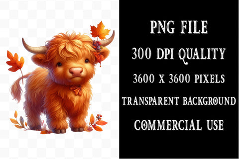 Autumn Highland Cow Sublimation Clipart Sublimation SVGista 