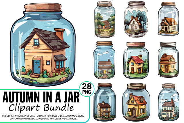 Autumn in a Jar Clipart Bundle Sublimation Regulrcrative 