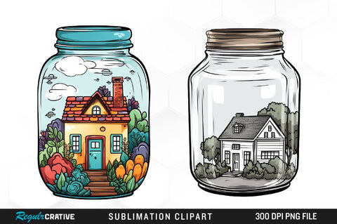 Autumn in a Jar Clipart Bundle Sublimation Regulrcrative 