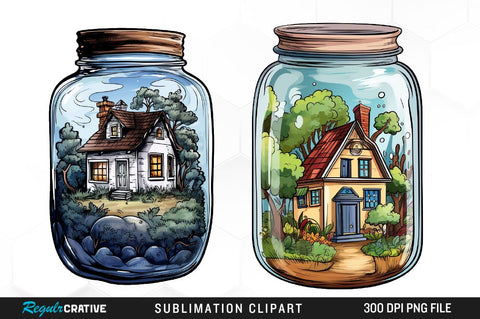 Autumn in a Jar Clipart Bundle Sublimation Regulrcrative 
