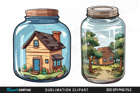 Autumn in a Jar Clipart Bundle Sublimation Regulrcrative 