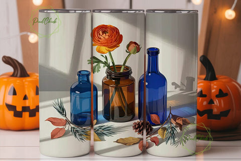 Autumn Jars & Flowers 20oz Tumbler Wrap Sublimation PixelChick 