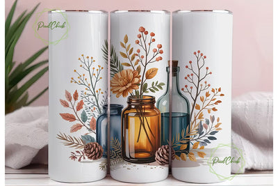 Autumn Jars & Flowers 20oz Tumbler Wrap Sublimation PixelChick 