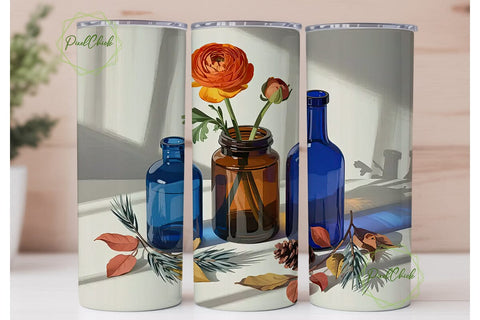 Autumn Jars & Flowers 20oz Tumbler Wrap Sublimation PixelChick 