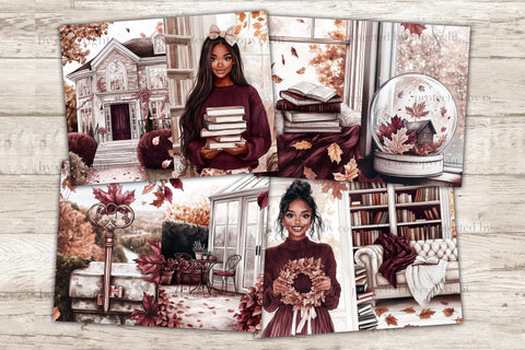 Autumn Junk Journal | African American Girl Pages SVG GlamArtZhanna 