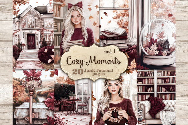 Autumn Junk Journal Kit | Burgundy Fall Digital Paper SVG GlamArtZhanna 