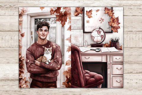 Autumn Junk Journal Kit | Burgundy Fall Digital Paper SVG GlamArtZhanna 