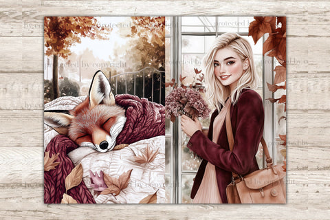 Autumn Junk Journal Kit | Burgundy Fall Digital Paper SVG GlamArtZhanna 