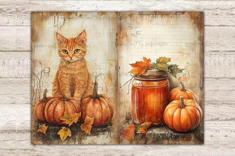 Autumn Junk Journal Pages | Pumpkin Printable Paper SVG GlamArtZhanna 