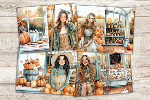 Autumn Junk Journal Pages | Pumpkin Spice Scrapbook Kit SVG GlamArtZhanna 