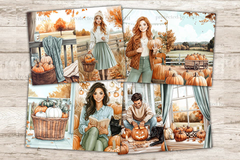 Autumn Junk Journal Pages | Pumpkin Spice Scrapbook Kit SVG GlamArtZhanna 