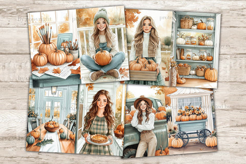 Autumn Junk Journal Pages | Pumpkin Spice Scrapbook Kit SVG GlamArtZhanna 