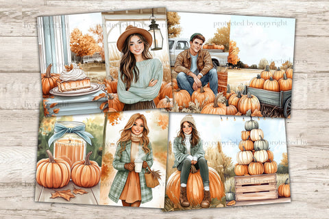 Autumn Junk Journal Pages | Pumpkin Spice Scrapbook Kit SVG GlamArtZhanna 