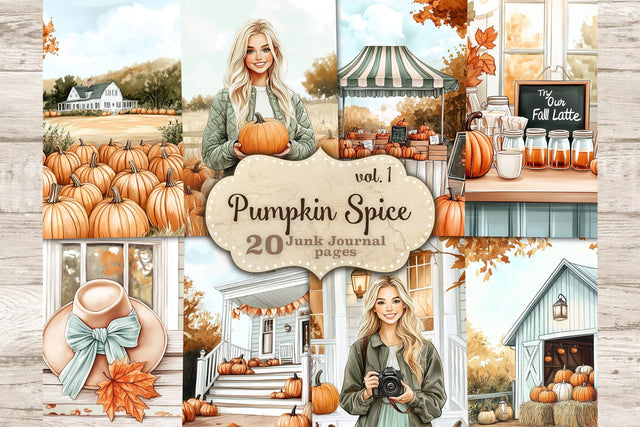 Autumn Junk Journal Pages | Pumpkin Spice Scrapbook Kit SVG GlamArtZhanna 