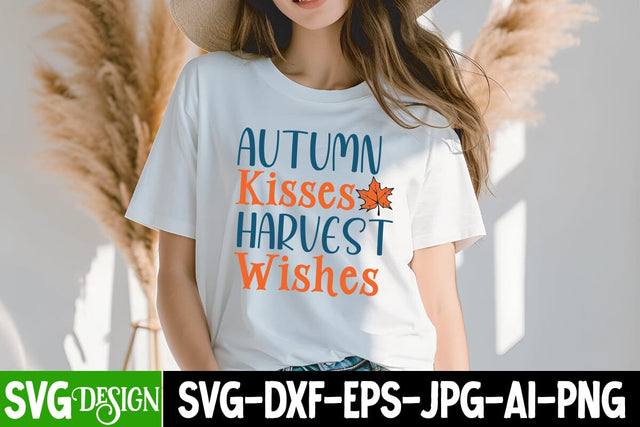 Autumn Kisses Harvest Wishes SVG Design,Autumn Kisses Harvest Wishes Sublimation PNG, Fall Farmhouse SVG Cut File , Fall Farmhouse SVG Quotes , Fall SVG Cut File, Autumn SVG Cut File SVG BlackCatsMedia 