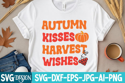 Autumn Kisses Harvest Wishes Svg Design,Autumn Kisses Harvest Wishes Sublimation Png,, Funny Fall SVG Bundle Quotes,Funyny Farmhouse Fall SVG Bundle SVG BlackCatsMedia 