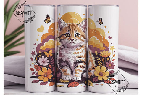 Autumn Kitten 20oz Tumbler Design Sublimation sassyprint 