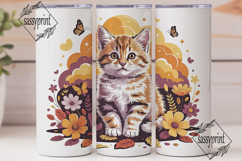 Autumn Kitten 20oz Tumbler Design Sublimation sassyprint 