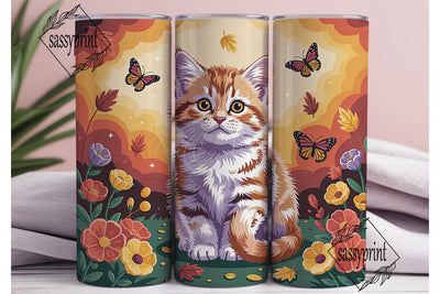 Autumn Kitten 20oz Tumbler Design Sublimation sassyprint 