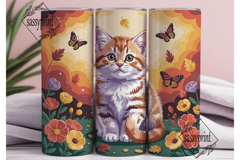 Autumn Kitten 20oz Tumbler Design Sublimation sassyprint 
