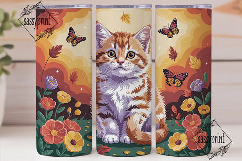 Autumn Kitten 20oz Tumbler Design Sublimation sassyprint 
