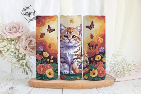 Autumn Kitten 20oz Tumbler Design Sublimation sassyprint 