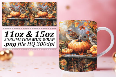 Autumn Landscape Mug Wrap Watercolor Sublimation 11oz/15oz Sublimation afrosvg 