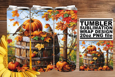 Autumn Landscape Tumbler Wrap - Watercolor 20oz Sublimation afrosvg 