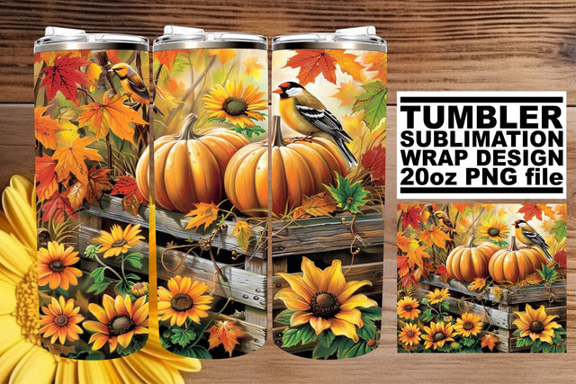 Autumn Landscape Tumbler Wrap - Watercolor Sublimation 20oz Sublimation afrosvg 