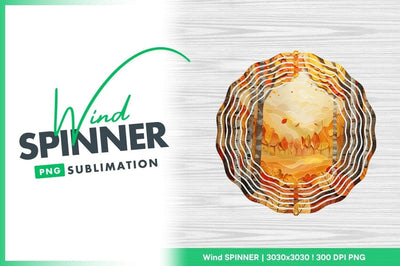 Autumn landscape wind spinner round png sublimation Sublimation Regulrcrative 