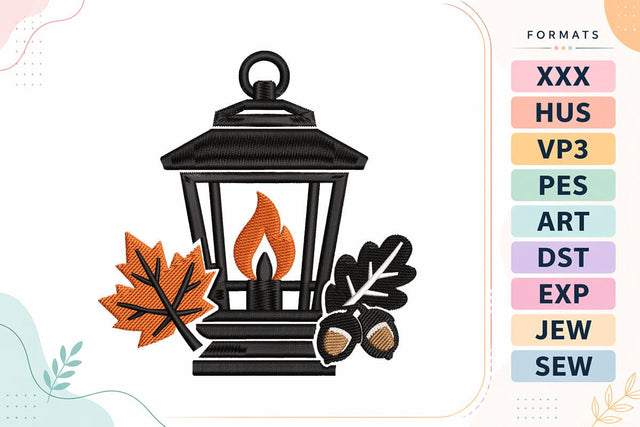 Autumn Lantern Acorns Embroidery Design Embroidery/Applique DESIGNS sg embroidery 