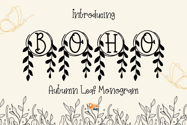 Autumn Leaf Monogram Font Dm Letter Studio 