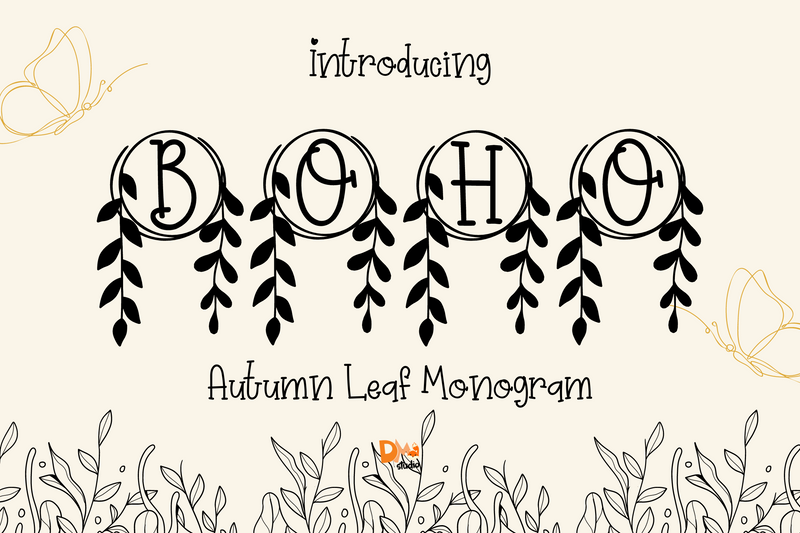 Autumn Leaf Monogram Font Dm Letter Studio 