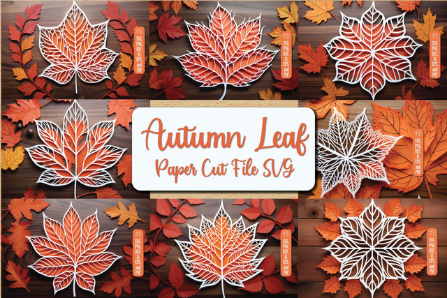 Autumn Leaf Paper Cut File SVG Bundle SVG MD JOYNAL ABDIN 