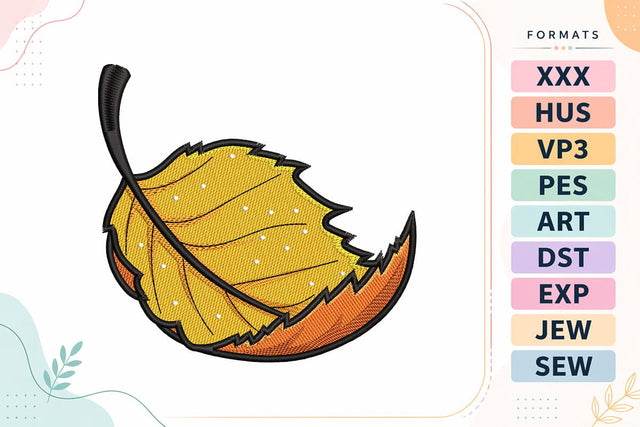 Autumn Leaf with Black Stem Halloween Embroidery Design Embroidery/Applique DESIGNS sg embroidery 
