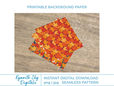 Autumn Leaves 12x12" digital paper background seamless pattern Digital Pattern Kyanite Sky Digitals 