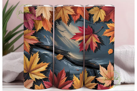 Autumn Leaves 20oz Tumbler Wrap Sublimation PixelChick 