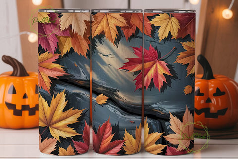 Autumn Leaves 20oz Tumbler Wrap Sublimation PixelChick 